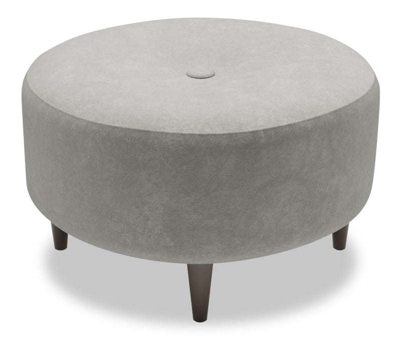 Made in Canada Customizable Sofa Lab The Curve 31\" Velvet Fabric Ottoman - Platinum Grey