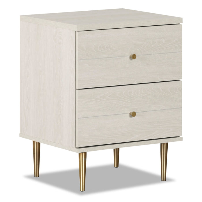 Lake Bedside 2-Drawer Nightstand, 19.5\"W x 25.5\"H, Made in Canada, Glam - White