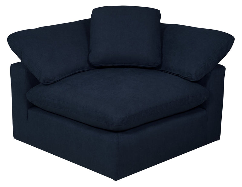 Eclipse Modular 86\" Linen-Look Fabric Loveseat with Reversible Feather Down Cushions - Navy Blue