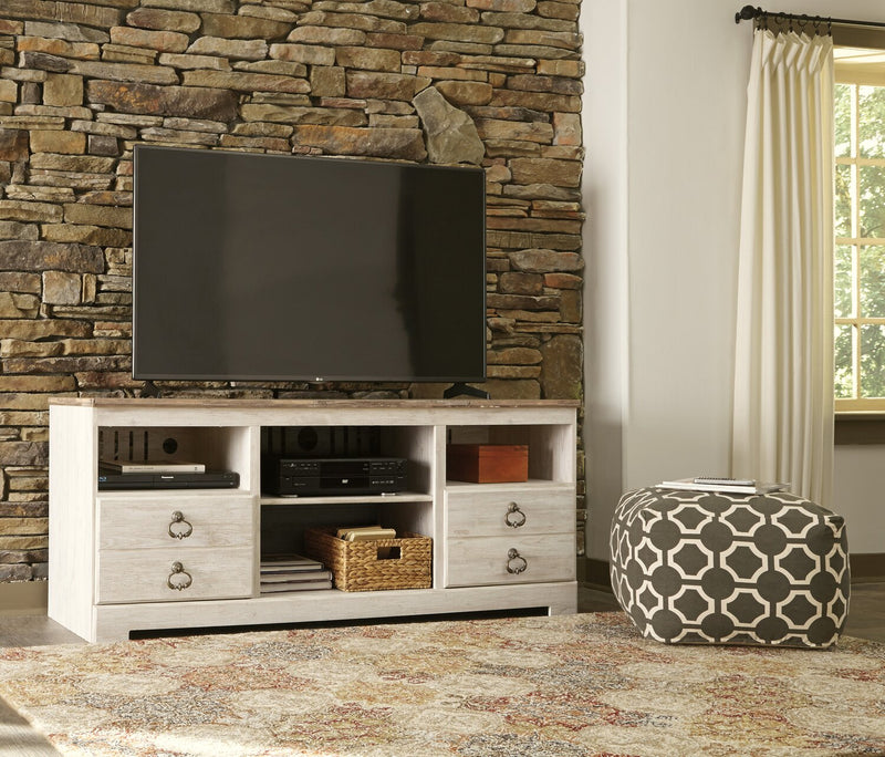 Willowton 64\" Traditional TV Stand with Storage and Cable Management for TVs up to 70\"- Whitewash