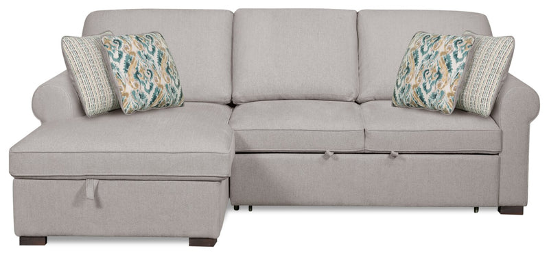Scott Living Haven 2-Piece Left-Facing Chenille Fabric Sleeper Sectional with Storage Chaise - Grey