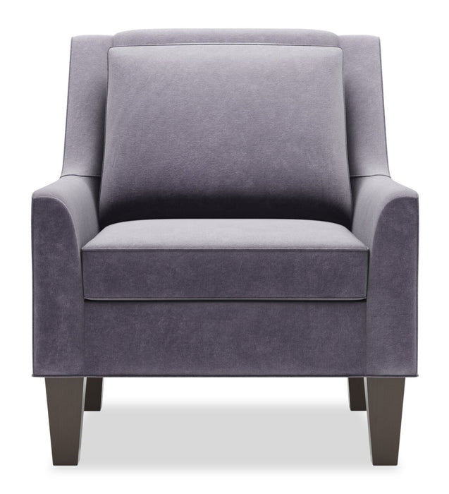Made in Canada Sofa Lab Customizable Club 29\" Velvet Fabric Accent Chair with Wood Legs - Granite Grey 