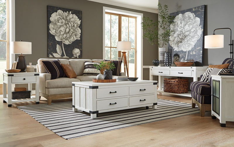 Harper 24\" Modern End Table with Storage and Shelf - White Pine