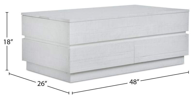 Emir 48\" Modern Lift Top Coffee Table with Storage - Alabaster White Wood