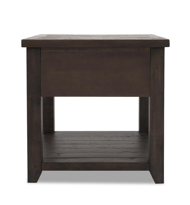 Morgan 24\" Rustic End Table with Storage and Shelf - Dark Brown with Reclaimed Wood