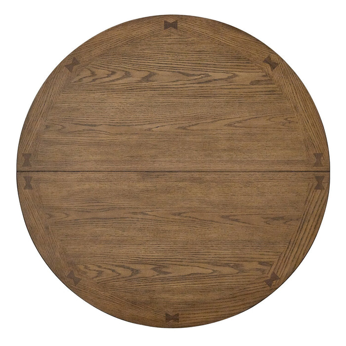 Dena Dining Table with 42-60\"W Extension, Round  - Oak Brown