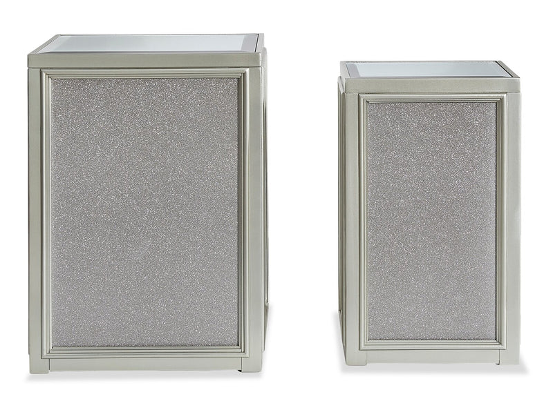 Enrica 16.13\" Glam Square Glass Top End Table - Silver Finish 