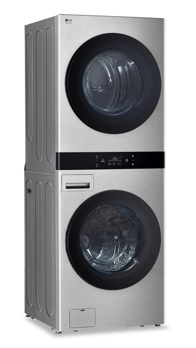 LG Studio 5.8 Washer/7.4 Dryer Cu. Ft. Front-Load High-Efficiency Steam Washtower™ - Nobel Steel - SWWE50N3