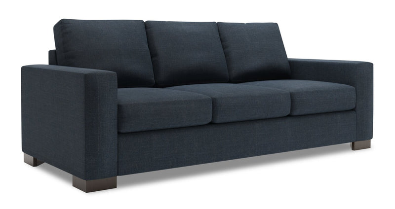 Made in Canada Customizable Sofa Lab Track 85\" Linen-Look Fabric Sofa Bed with Track Arms -  Luna Sailor Blue
