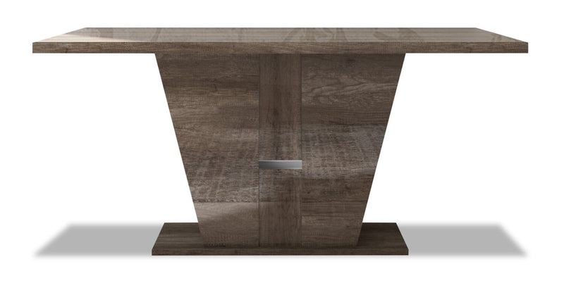 Gino Dining Table with 63-86\"W Extension - Made in Italy, Pedestal Base, Modern - Brown