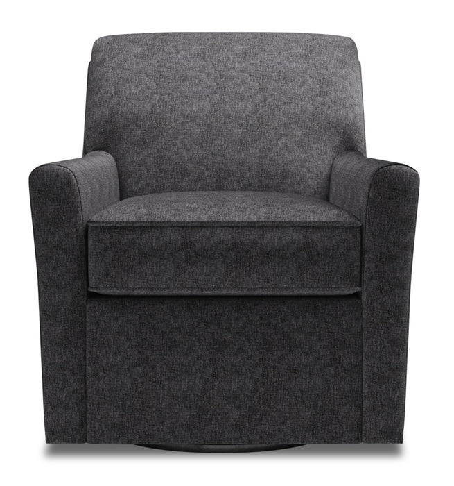 Made in Canada Sofa Lab Customizable Swivel 31\" Chenille Fabric Accent Chair - Luxury Charcoal Grey