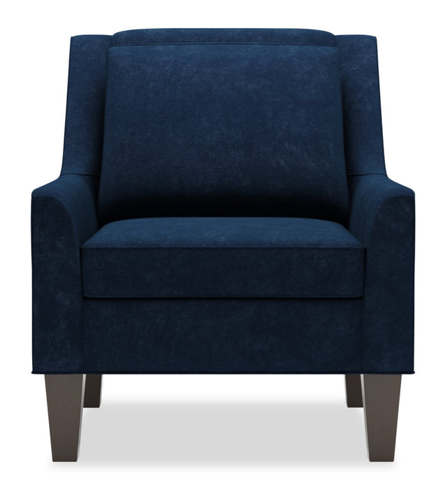 Made in Canada Sofa Lab Customizable Club 29\" Velvet Fabric Accent Chair with Wood Legs - Royal Blue