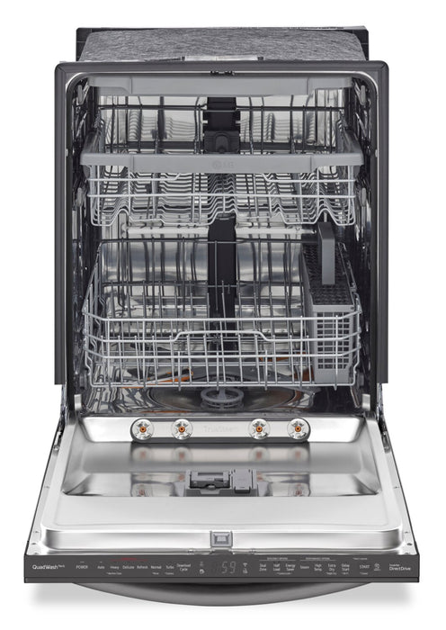LG 24\" 46 dBA Built-In Top-Control Smart Dishwasher with QuadWash® - Smudge Proof Black Stainless Steel - LDTS5552D