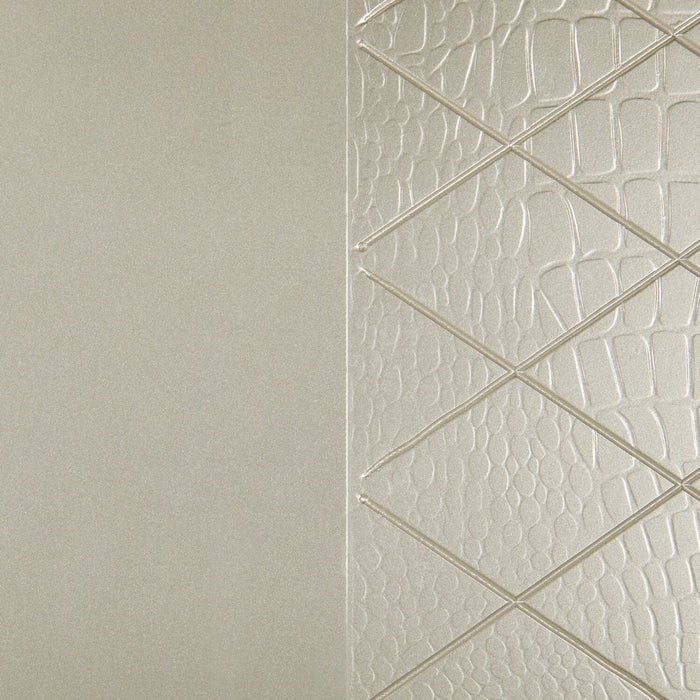 Tyra 6pc Bedroom Set with Bed, Dresser, Mirror & Nightstand, Glam, Vegan Leather, Champagne - King Size