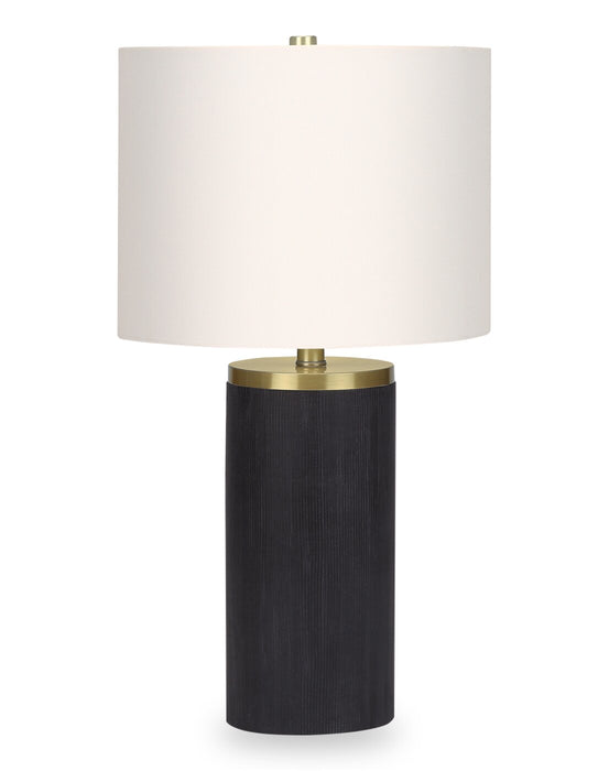 24\" Black Concrete with Gold Accent Table Lamp with Ivory Shade
