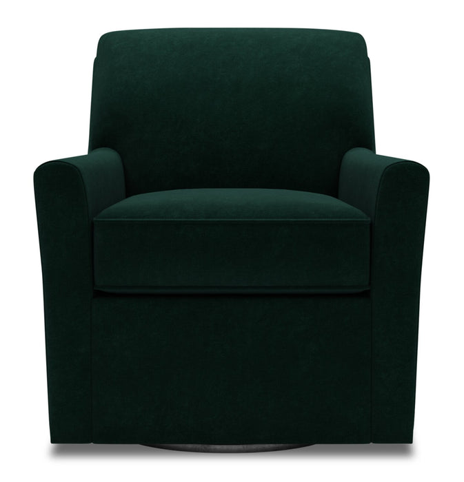 Made in Canada Sofa Lab Customizable Swivel 31\" Velvet Fabric Accent Chair - Hunter Green