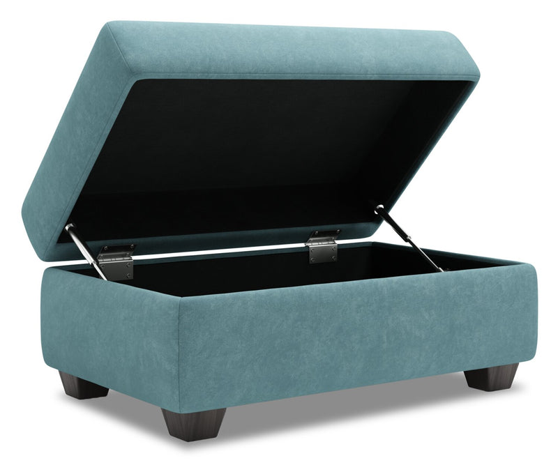 Made in Canada Customizable Sofa Lab The Trunk 39\" Velvet Fabric Storage Ottoman - Sea Blue