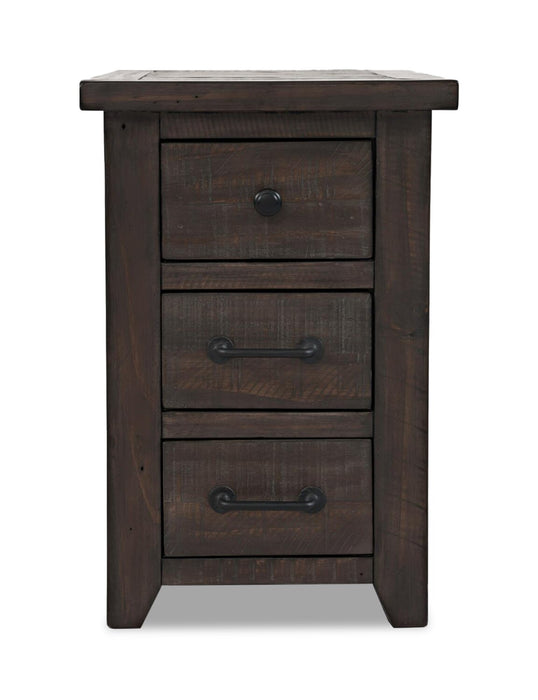 Morgan 16\" Rustic Powered Chairside Table with Storage - Dark Brown with Reclaimed Wood