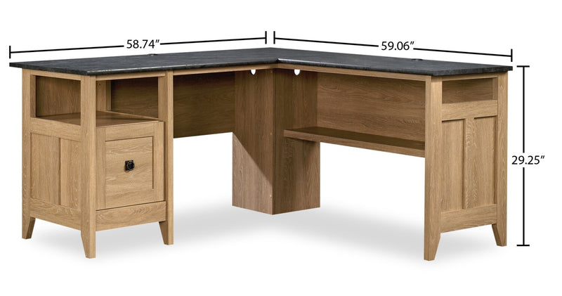 Fritz 59.05\" L-Shaped Office Desk with Cabinet - Brown/Grey Slate
