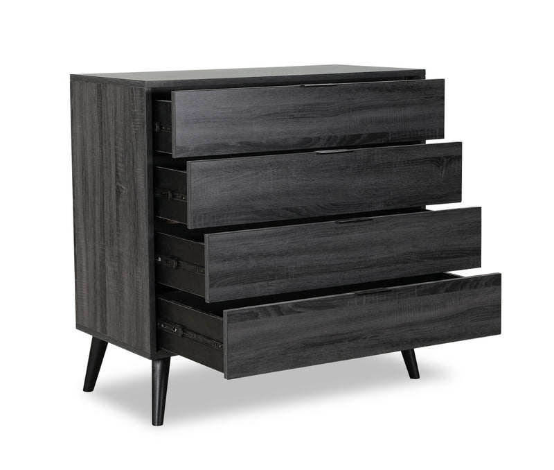 Nash Bedroom Chest of Drawers, 4-Drawer, 35.4\"W x 35.5\"H, Modern Mid-Century - Dark Grey