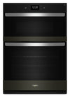 Whirlpool 30\" 5 Cu. Ft. Electric Combination Wall Oven with True Convection - Black Stainless Steel with PrintShield™ Finish - WOEC7030PV