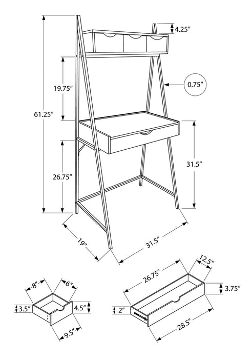 Norris 31.5\" Compact Office Desk with 4-Drawers - Taupe