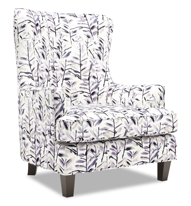 Made in Canada Sofa Lab Customizable Wingback 32\" Velvet Fabric Accent Chair - Pebble Multicolour