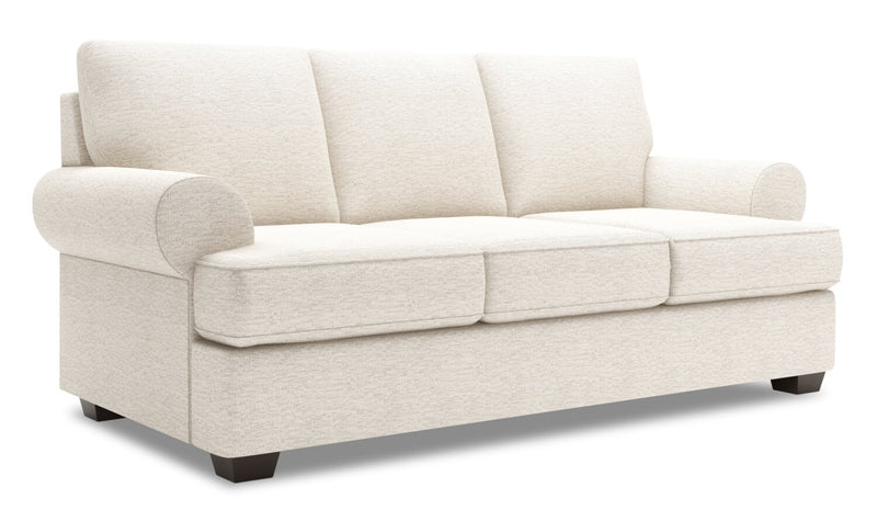 Made in Canada Customizable Sofa Lab Roll 86\" Chenille Fabric Sofa Bed with Rolled Arms - Luxury Sand Beige