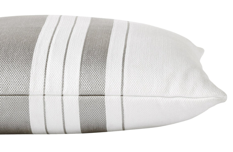 Indoor/Outdoor Striped Accent Pillow - White and Grey 