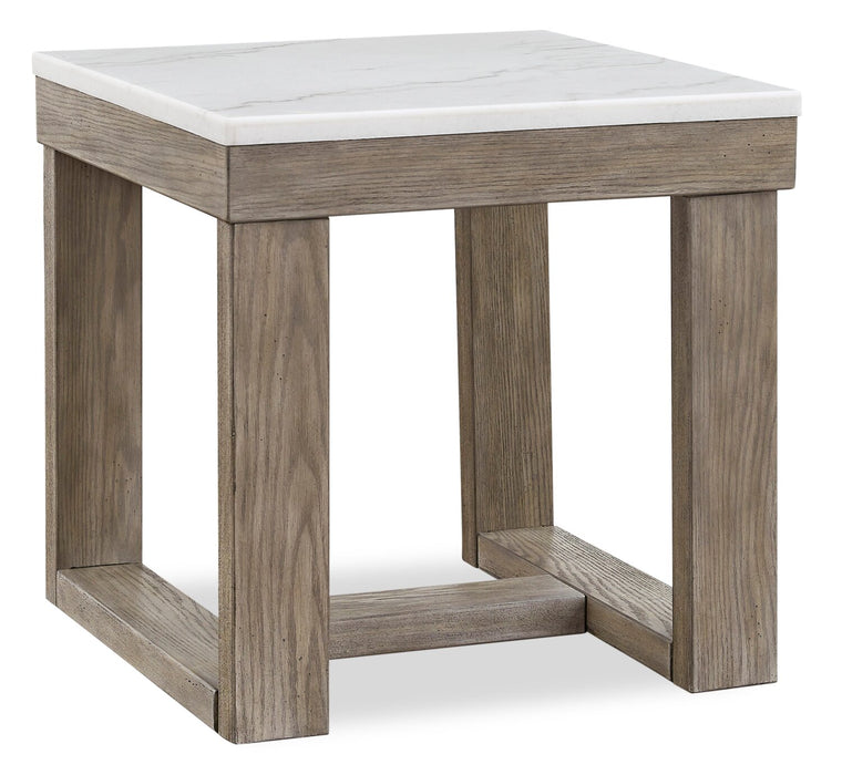Corsa 24\" Modern End Table - Marble Top with Grey Brown Wood Base