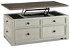 Colby 46\" Rustic Lift Top Coffee Table with Storage and Casters - Two Tone Wood