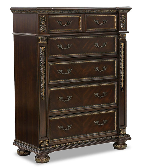 Wynn Bedroom Chest of Drawers, 5-Drawer, 42\"W x 54.5\"H - Cherry Brown