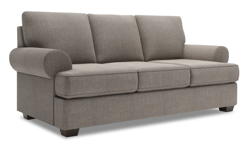 Made in Canada Customizable Sofa Lab Roll 86\" Linen-Look Fabric Sofa Bed with Rolled Arms - Luna Smoke Grey