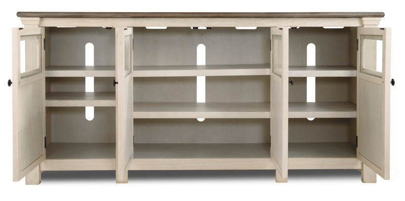 Bolanburg 75\" Rustic TV Stand with Storage and Cable Management for TVs up to 85\"- Antique White 