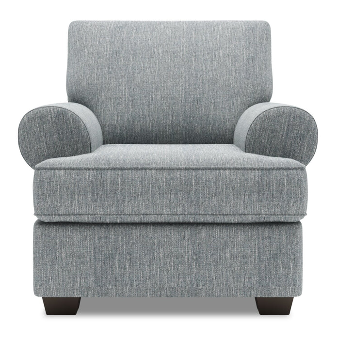 Made in Canada Sofa Lab Customizable Roll 42\" Linen-Look Fabric Chair with Rolled Arms - Luna Pewter Grey