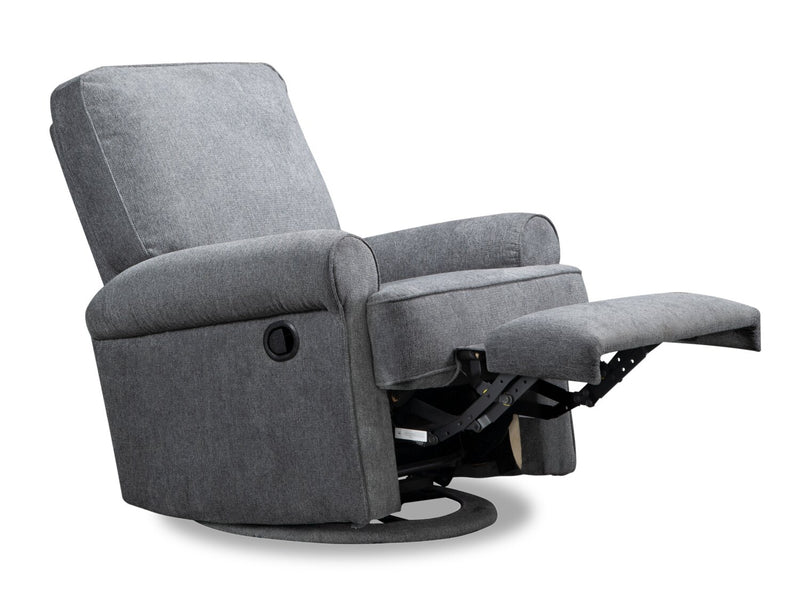 Bevin 34.4\" Grey Chenille Fabric Swivel Glider Reclining Chair