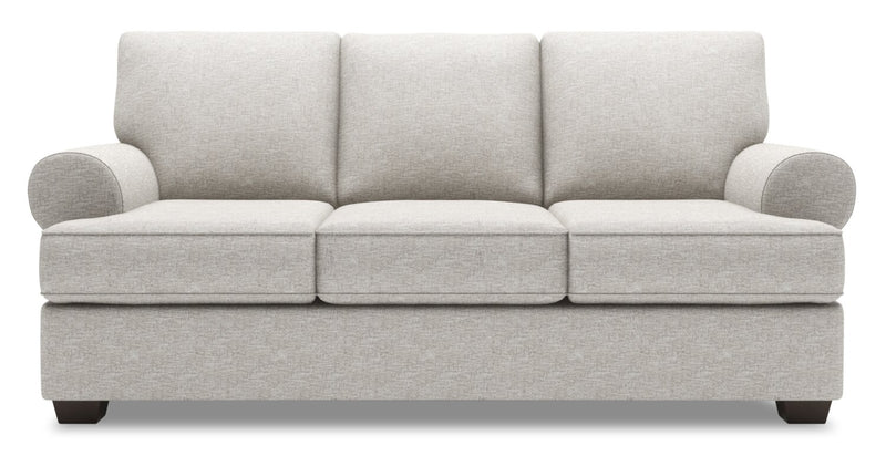 Made in Canada Customizable Sofa Lab Roll 86\" Chenille Fabric Sofa with Rolled Arms - Luxury Silver