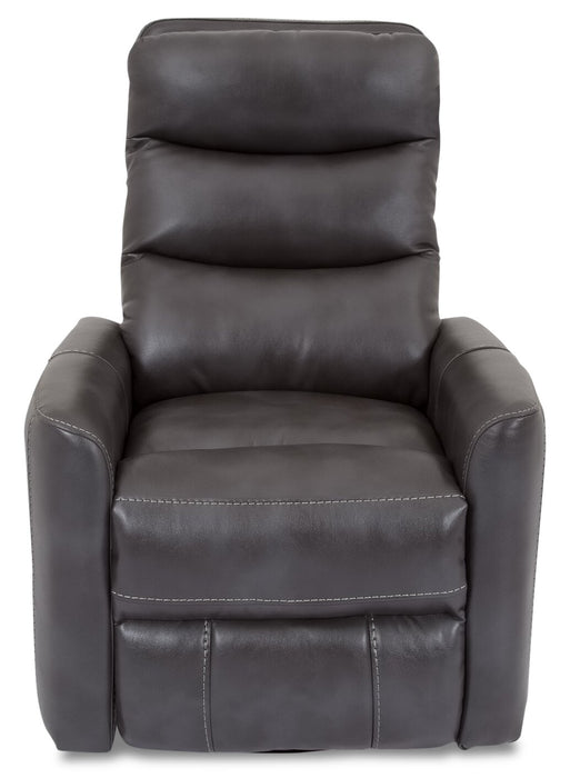 Cindy Crawford Home Quinn 31\" Leather-Look Fabric Swivel Rocker Power Reclining Chair - Grey
