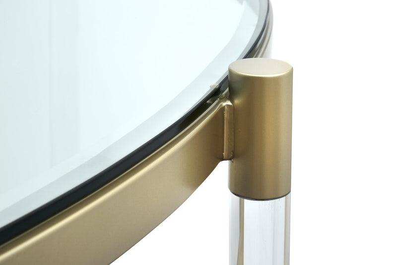 Silas  48\" Modern Glass Top Sofa Table - Platinum with Metal and Acrylic