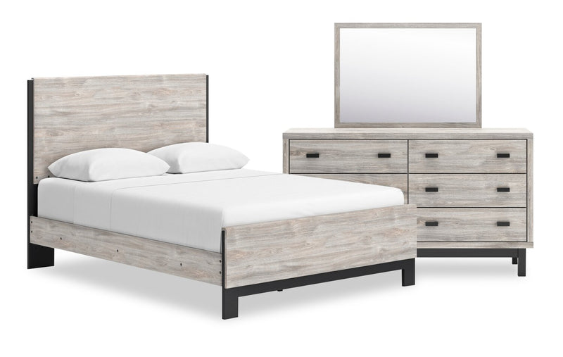 Zen 5pc Bedroom Set with Bed, Dresser & Mirror, Light Grey - Queen Size