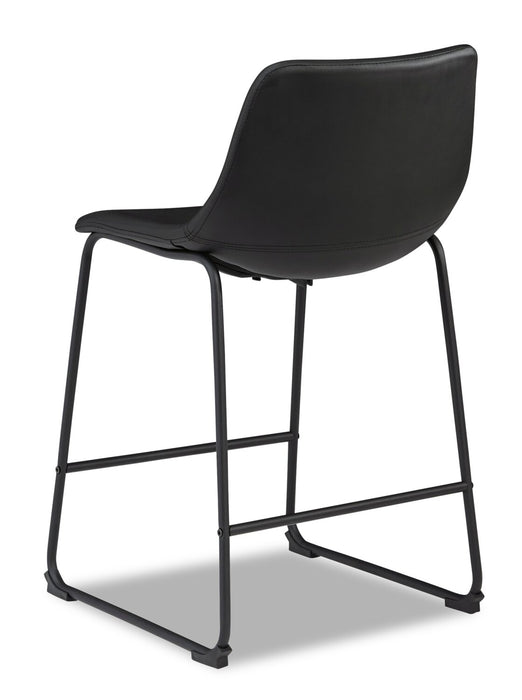 Cole Counter-Height Stool with Vegan Leather Fabric, Metal - Black