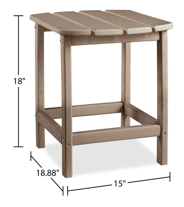 Bask Outdoor Patio End Table - 15\"W, High Density Plastic, UV & Weather Resistant - Taupe