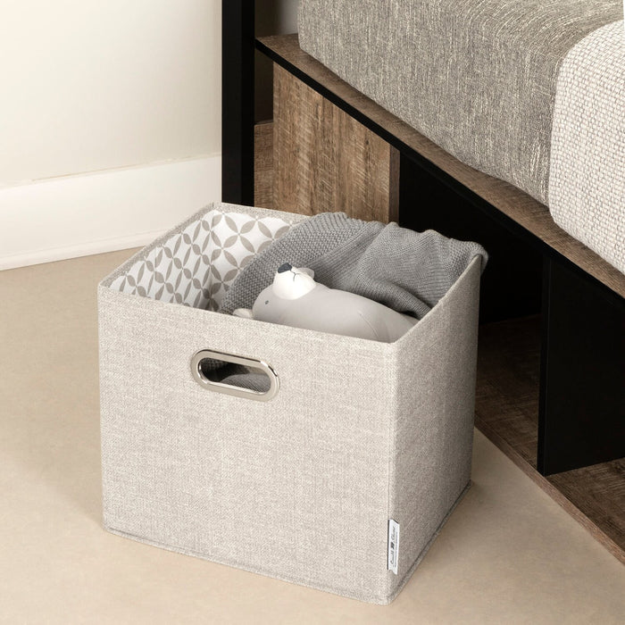 Everley Platform Bed Set with Panel Headboard, Built-in Storage & Baskets, Two-Tone - Full Size