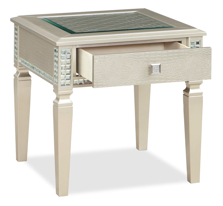 Tyra 24\" Glam End Table with Storage - Champagne  