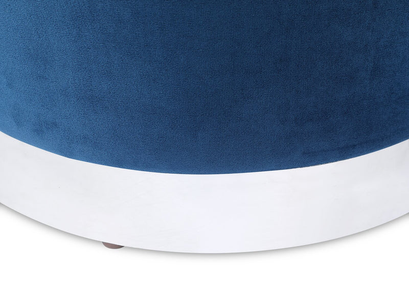 Phebe 16.5\" Storage Ottoman with Silver Trim Base - Navy