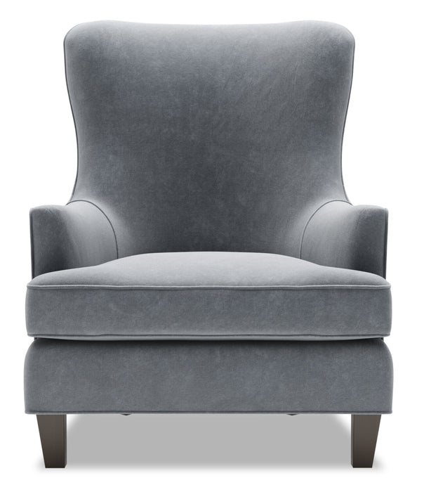 Made in Canada Sofa Lab Customizable Wingback 32\" Velvet Fabric Accent Chair - Grey