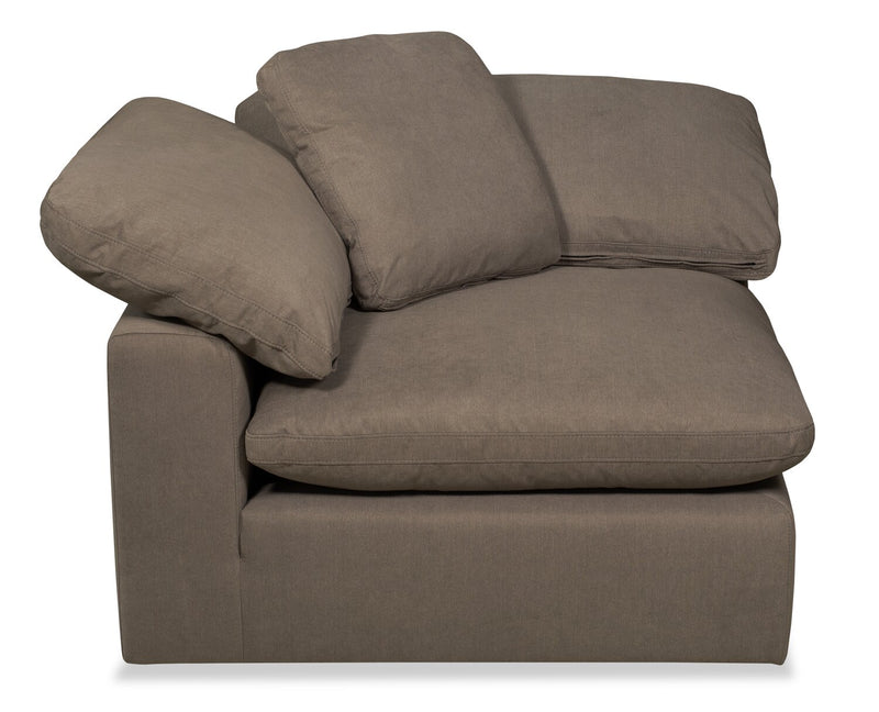 Eclipse Modular 43\" Linen-Look Fabric Corner Chair with Reversible Feather Down Cushions - Slate Grey