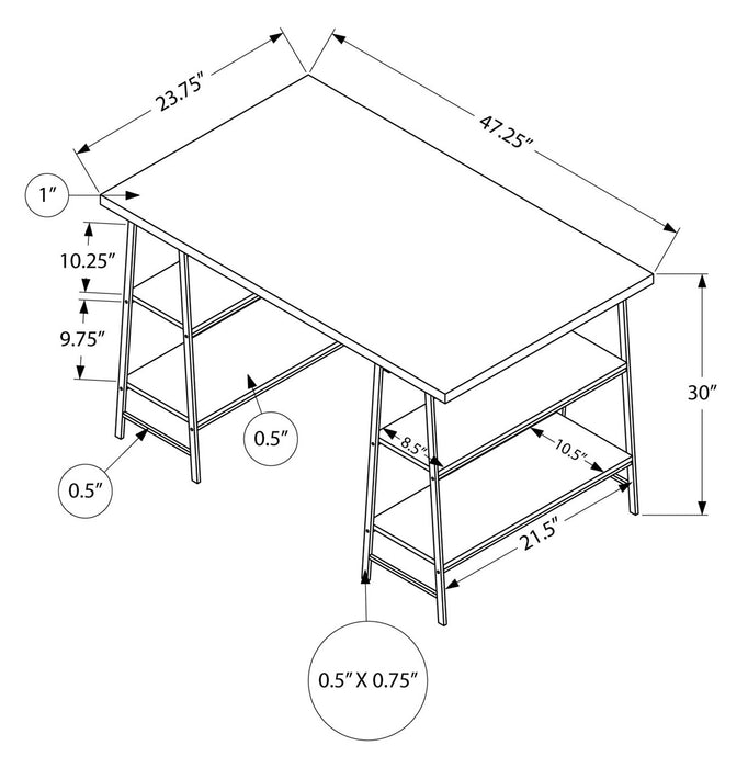 Jonnie 47.25\" Office Desk with Sawhorse-style Legs - Natural