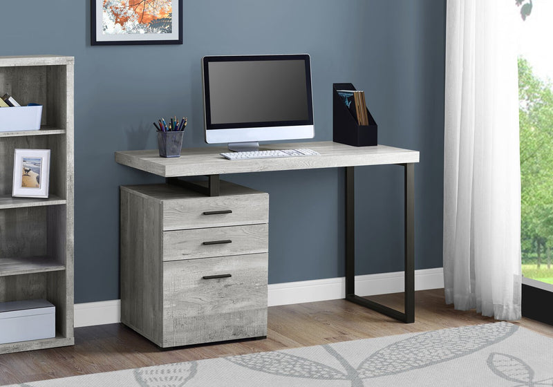 Clayton 47.25\" Reversible Office Desk with 3-Drawers - Grey