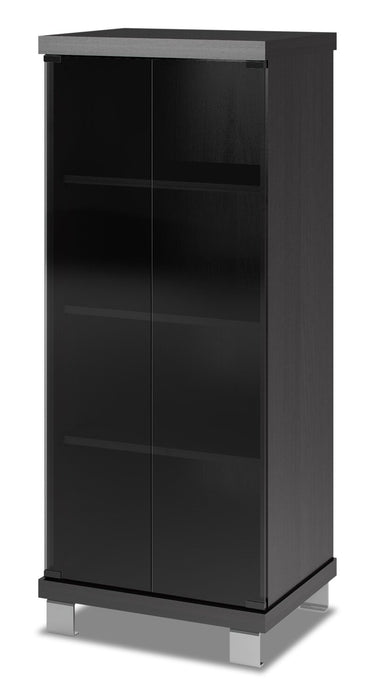 Holland 20.25\" Audio Stand with Storage and Cable Management -Black with Glass